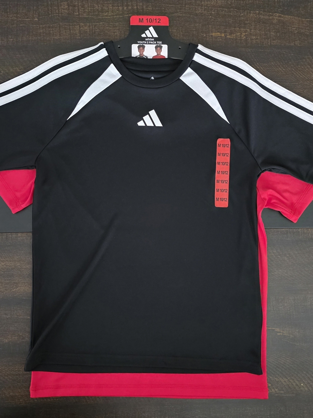Adidas Boys 2-Pack T-Shirts – Size Medium 10/12 – Black & Red